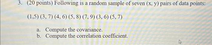 Solved 3. (20 points) Following is a random sample of seven | Chegg.com