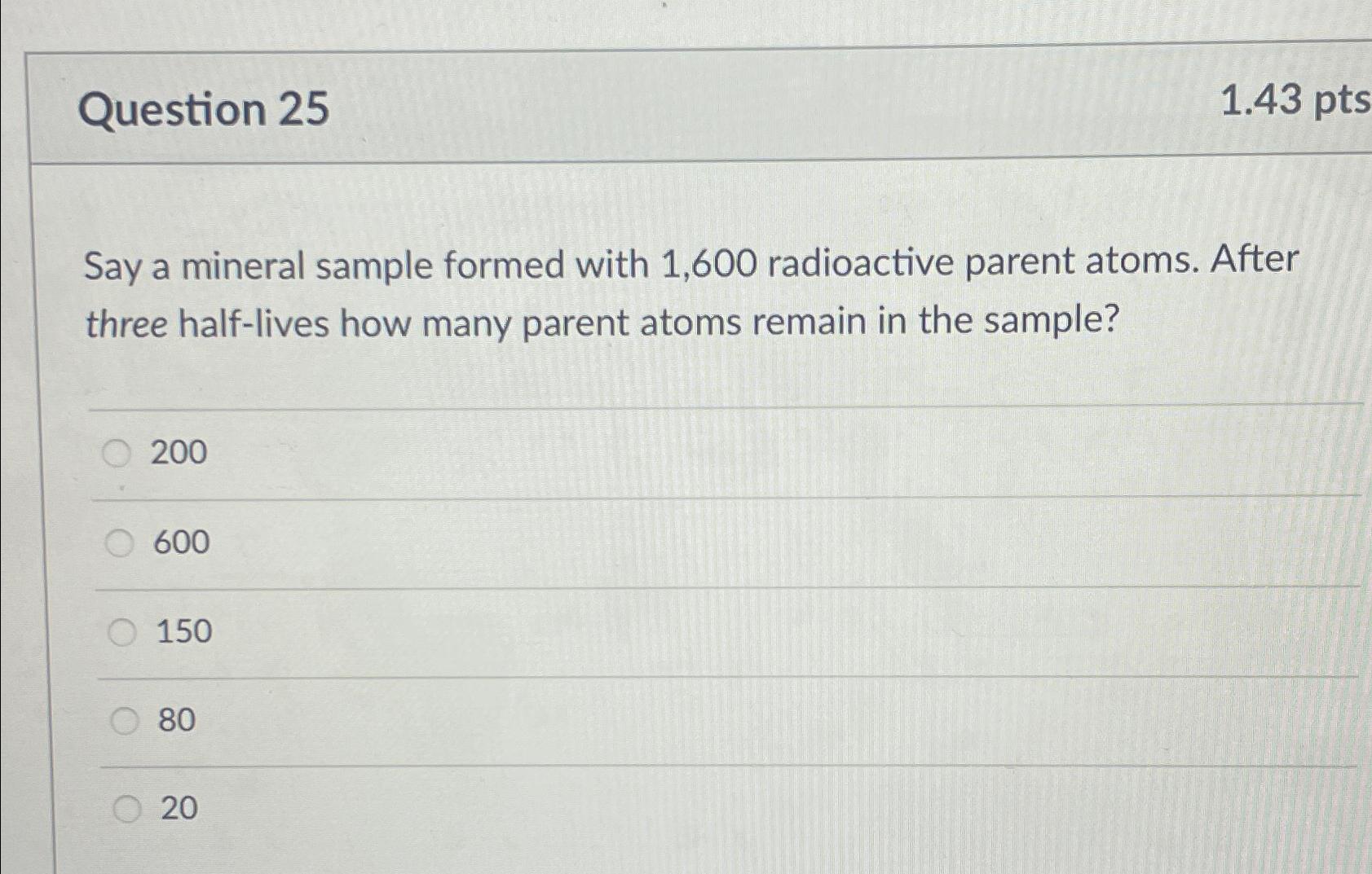 Solved Question 251.43 ﻿ptsSay a mineral sample formed with | Chegg.com