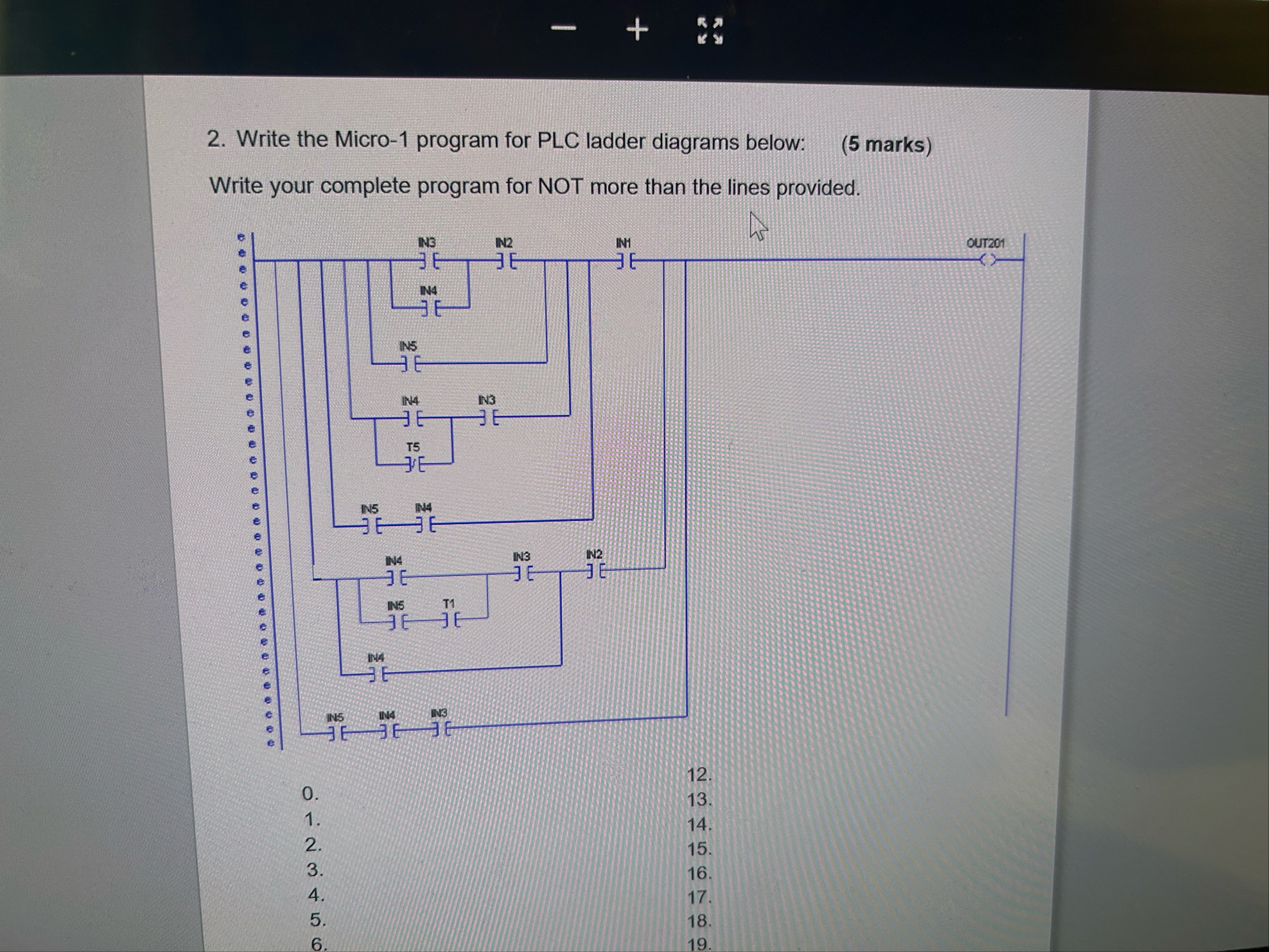 Solved Write the Micro-1 ﻿program for PLC ladder diagrams | Chegg.com