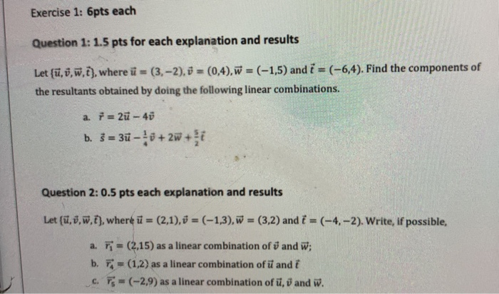 Solved Question 1: 1.5 pts for each explanation and | Chegg.com