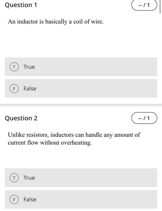 Simple Inductor Questions Solved Question 1 --/1 An inductor is basically a coil of | Chegg.com