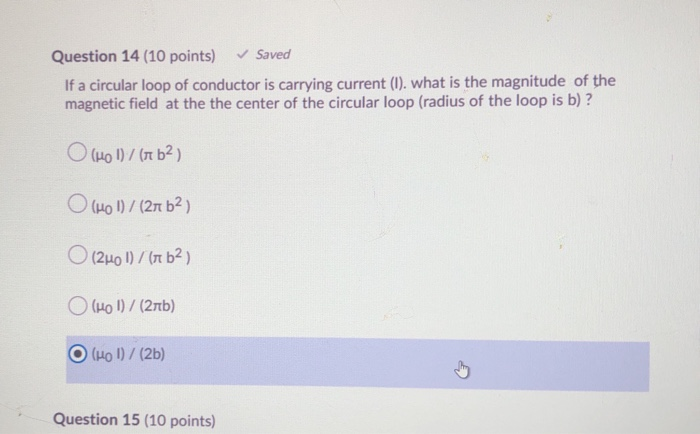 Solved Question 14 (10 points) Saved If a circular loop of | Chegg.com