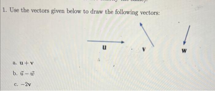 Solved 1. Use the vectors given below to draw the following | Chegg.com