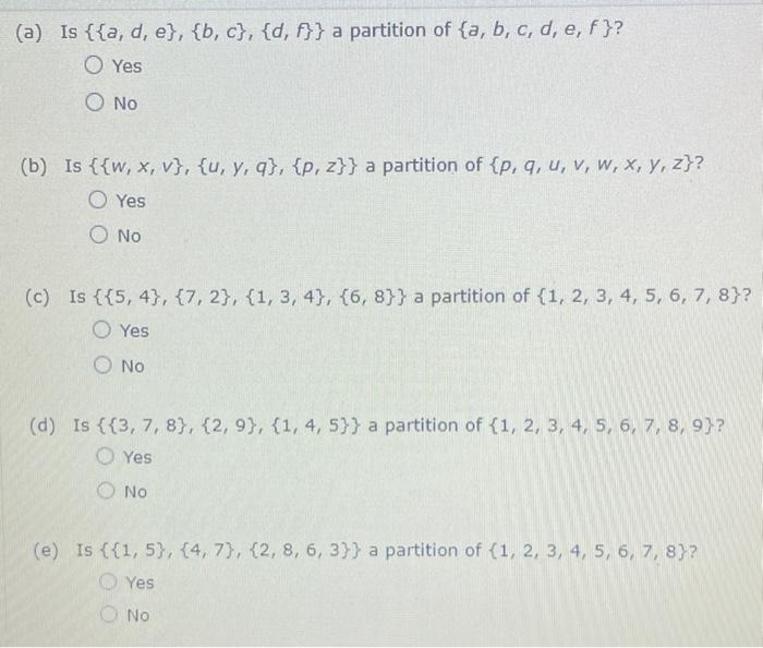 Solved A Is A D E B C D F A Partition Of A Chegg Com