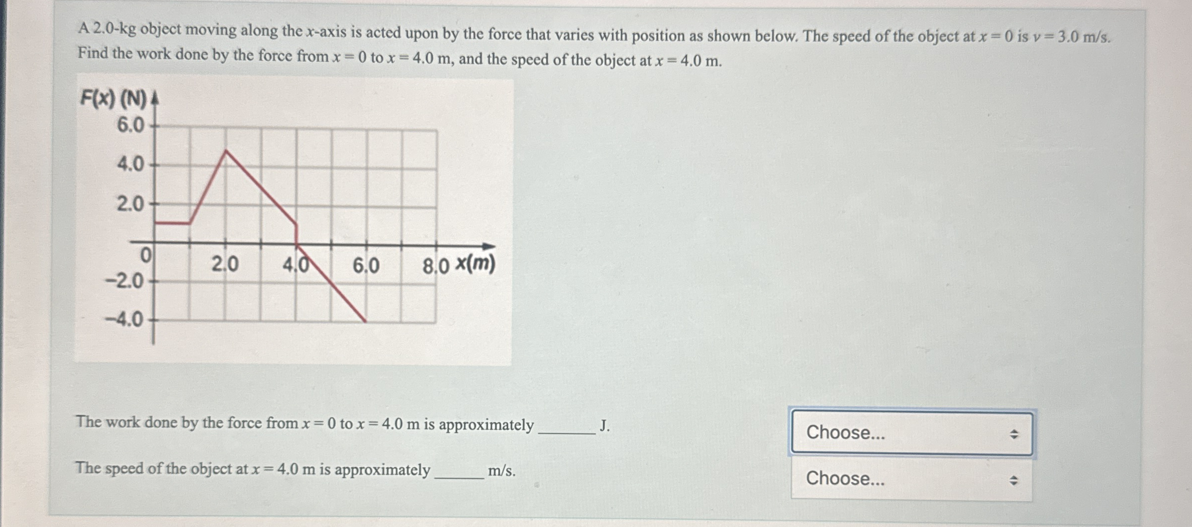 Solved A 2.0 - ﻿kg object moving along the x-axis is acted | Chegg.com