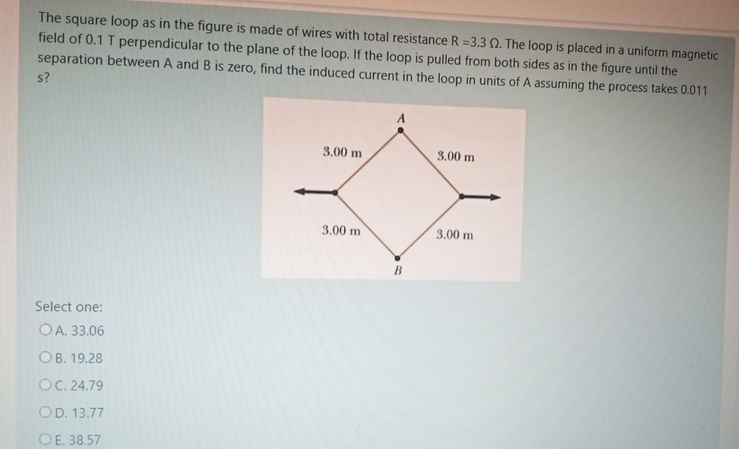 Solved The square loop as in the figure is made of wires | Chegg.com