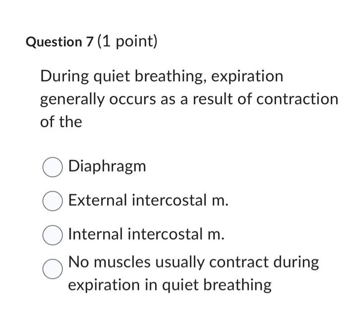 Solved Question 7 (1 point) During quiet breathing, | Chegg.com