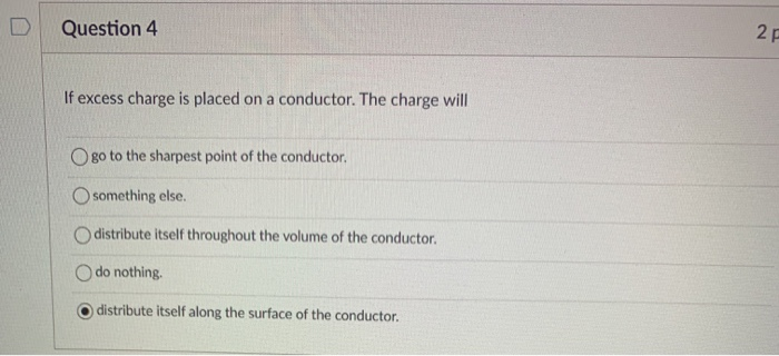 Solved Question 4 2F 2 If excess charge is placed on a | Chegg.com