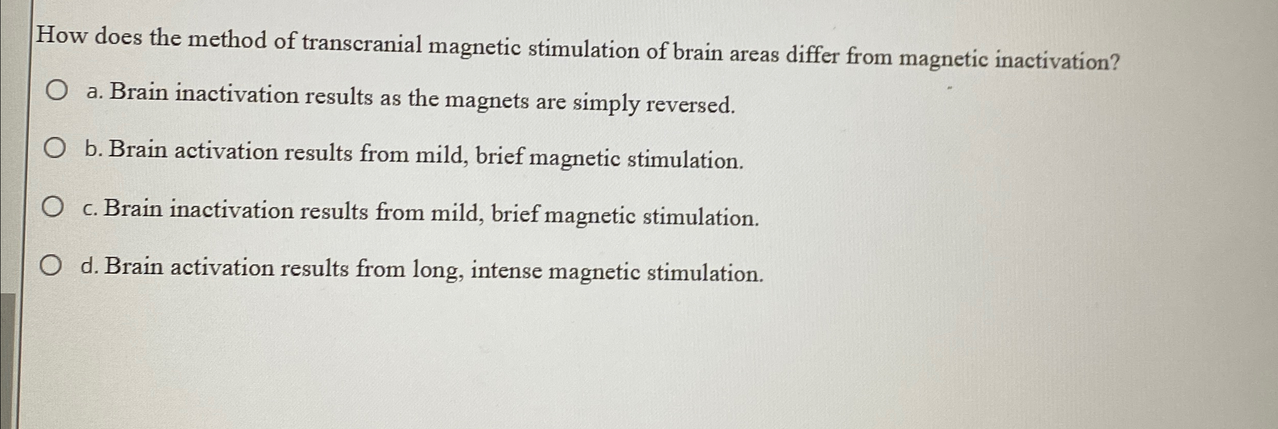 Solved How does the method of transcranial magnetic | Chegg.com