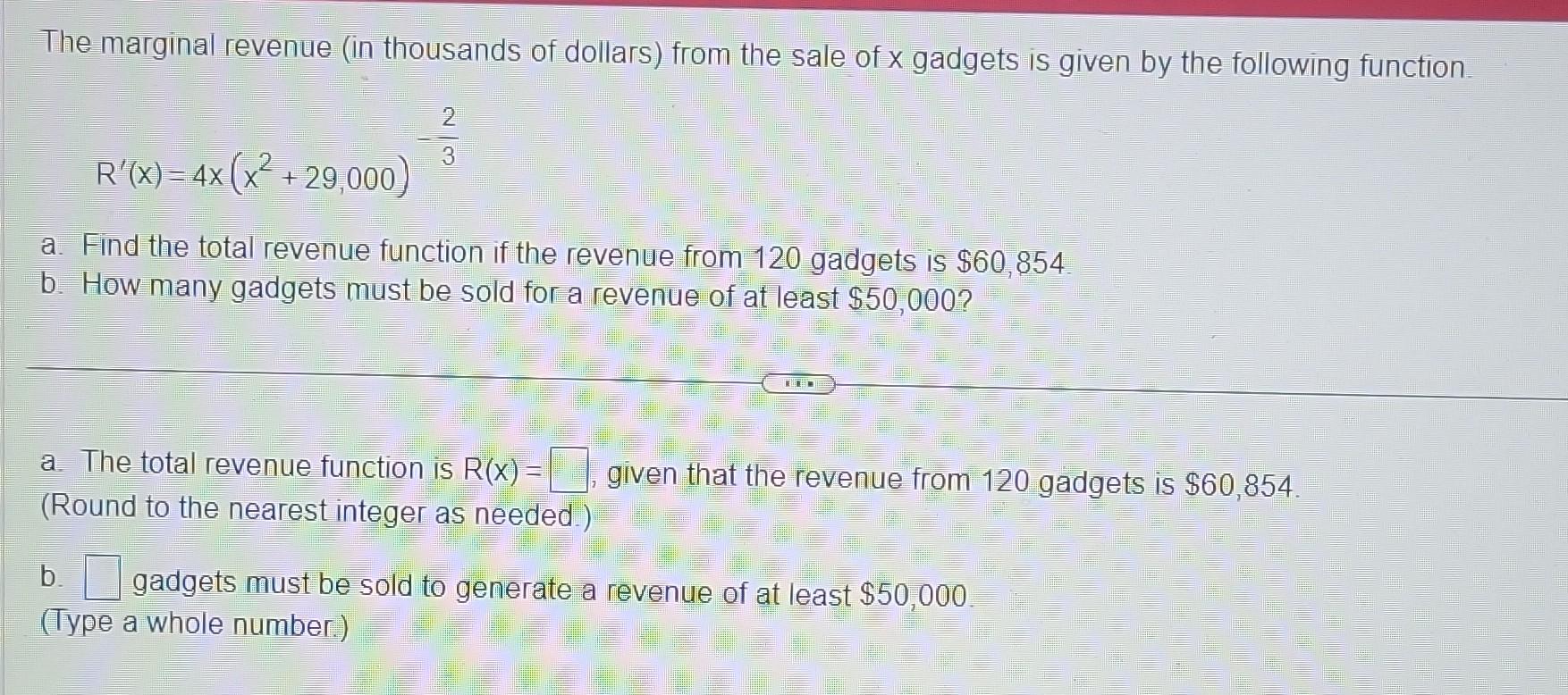 Solved The marginal revenue (in thousands of dollars) from | Chegg.com