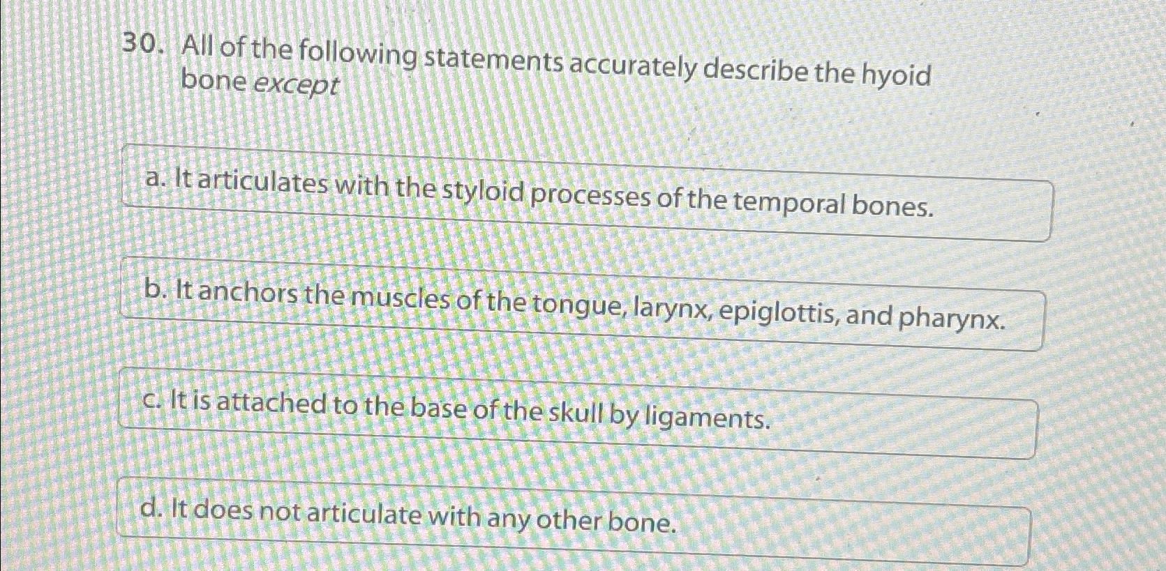 Solved All of the following statements accurately describe | Chegg.com