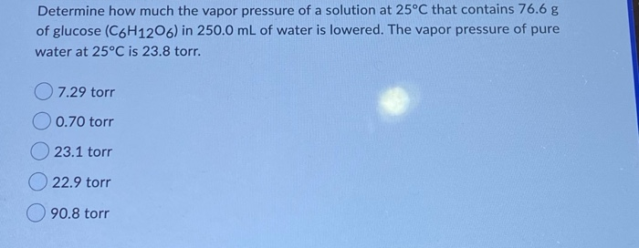 Solved Determine How Much The Vapor Pressure Of A Solution | Chegg.com