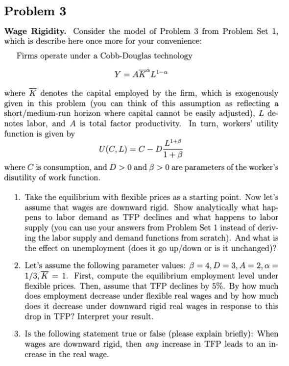 Penida Formula Solved Problem 3Wage Rigidity. Consider the model of | Chegg.com