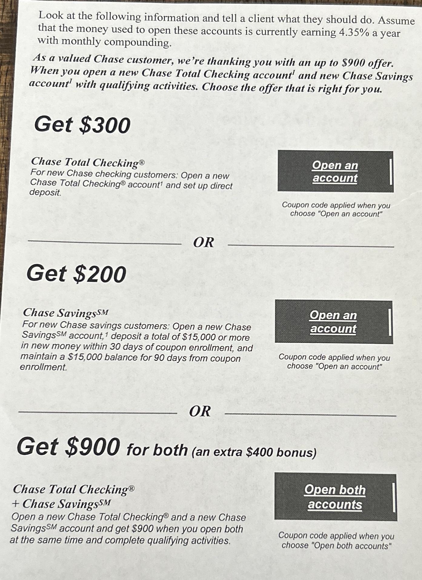 Chase total checking coupon clearance