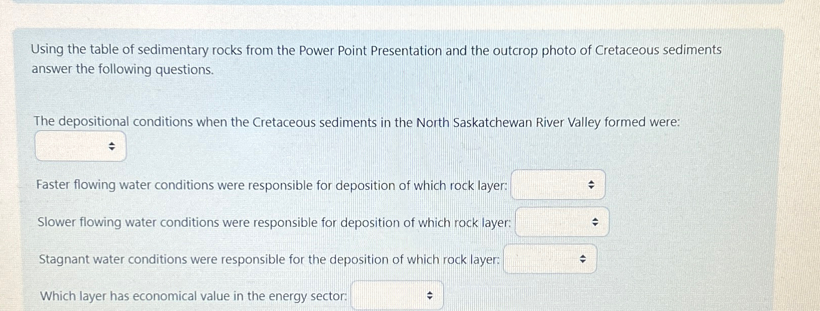 Solved Using the table of sedimentary rocks from the Power | Chegg.com