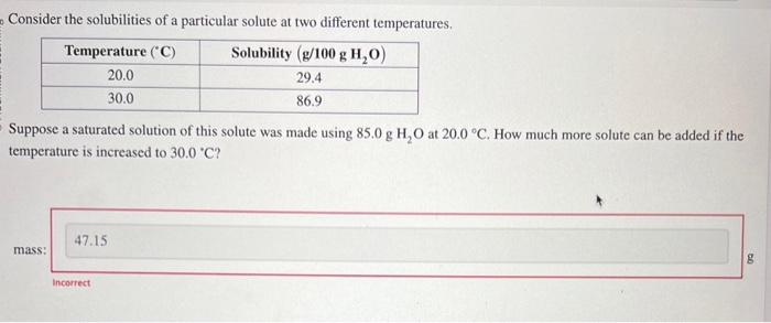 Solved Consider the solubilities of a particular solute at | Chegg.com