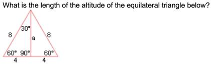 Solved What is the length of the altitude of the equilateral | Chegg.com