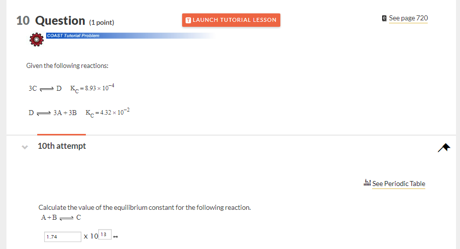 Solved 10th AttemptCalculate The Value Of The Equilibrium | Chegg.com