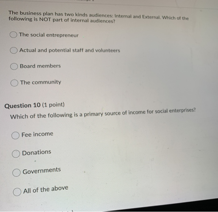 which type of business plan is meant primarily for an internal audience