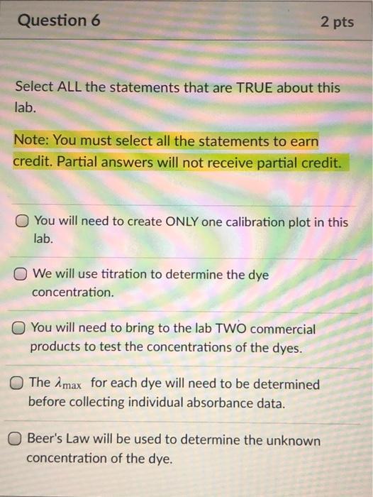 Question 6 2 pts Select ALL the statements that are | Chegg.com