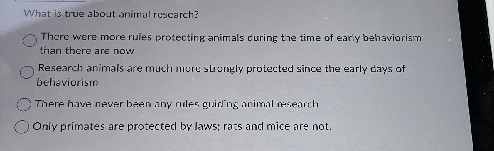 Solved What is true about animal research?There were more | Chegg.com