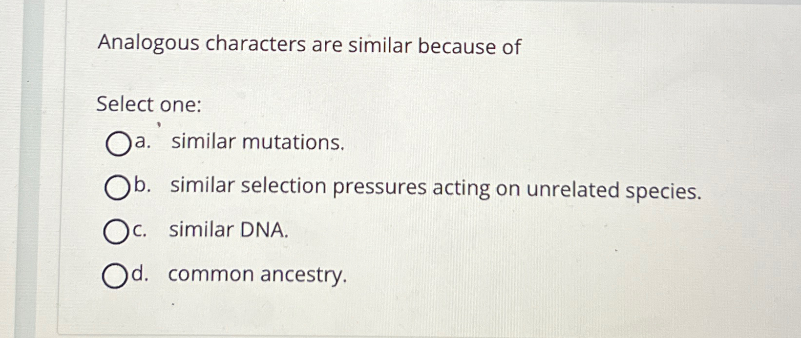 Solved Analogous characters are similar because ofSelect | Chegg.com