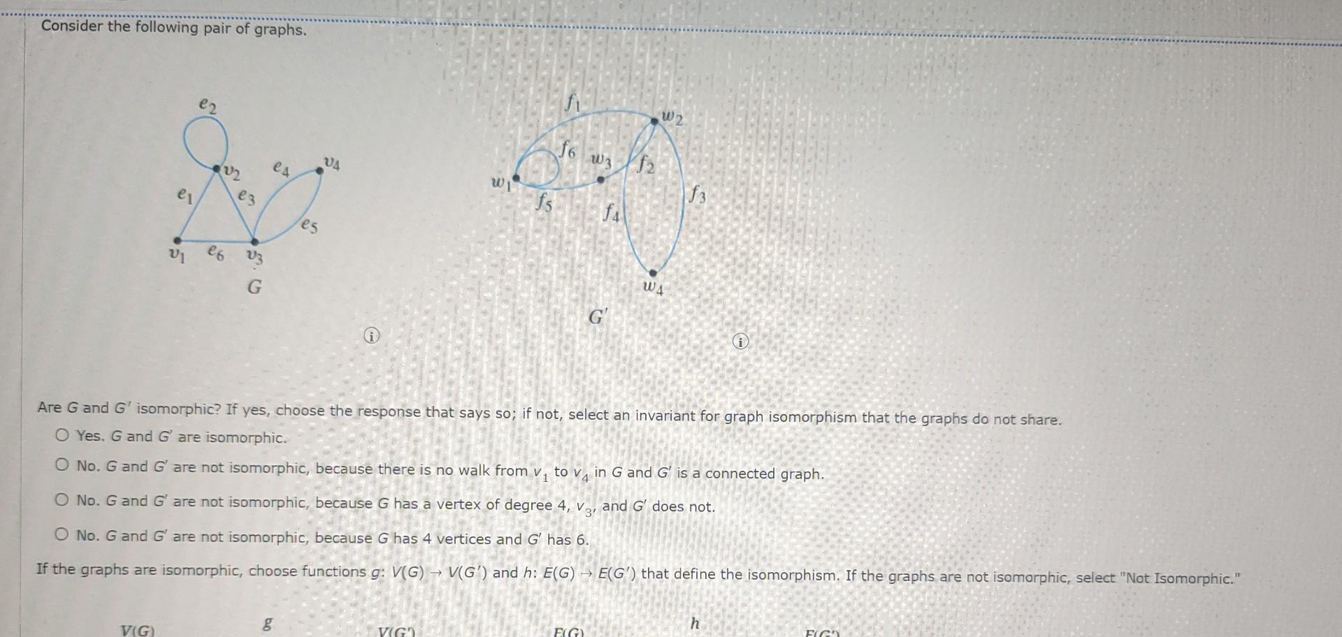 Solved Are G And G′ Isomorphic? If Yes, Choose The Response | Chegg.com