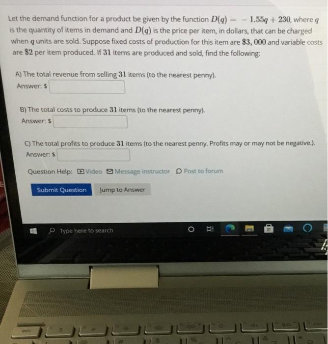Solved Let the demand function for a product be given by the | Chegg.com