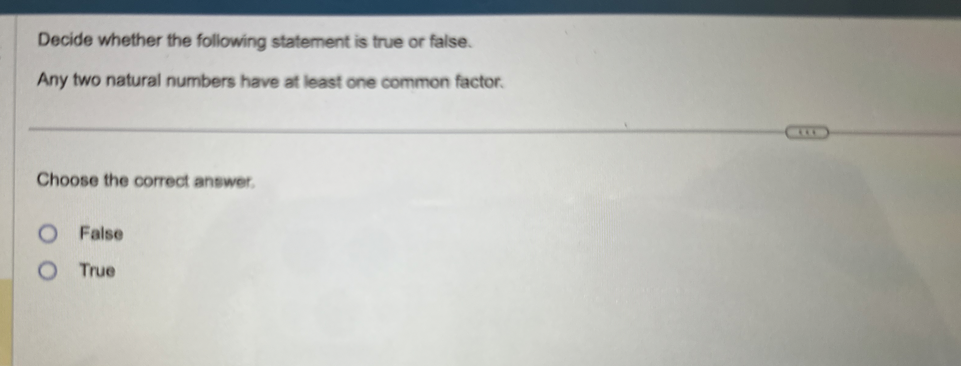 Solved Decide whether the following statement is true or | Chegg.com