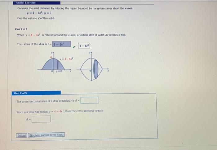 Solved Tutorial Enerite Consider the solid obtained by | Chegg.com