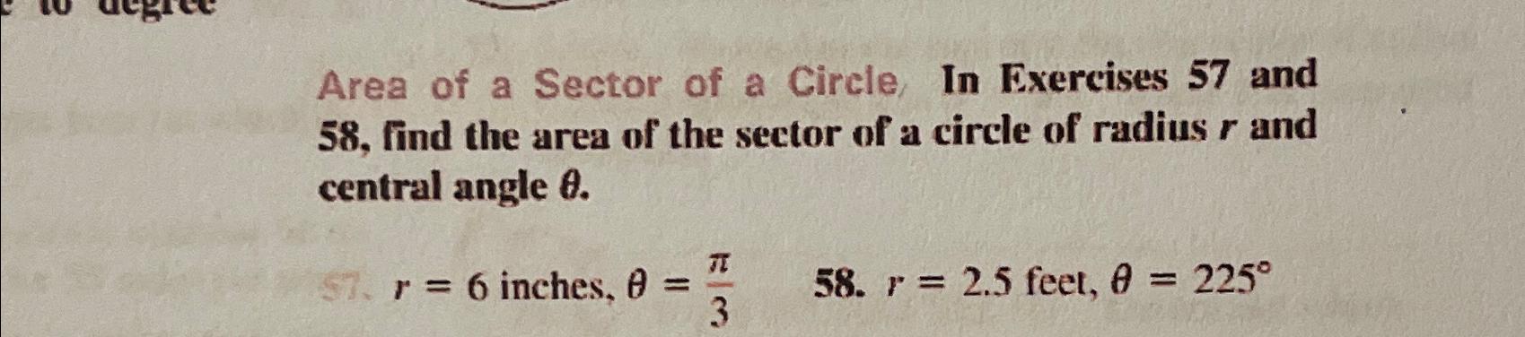 area of a sector of a circle is 1 by 6