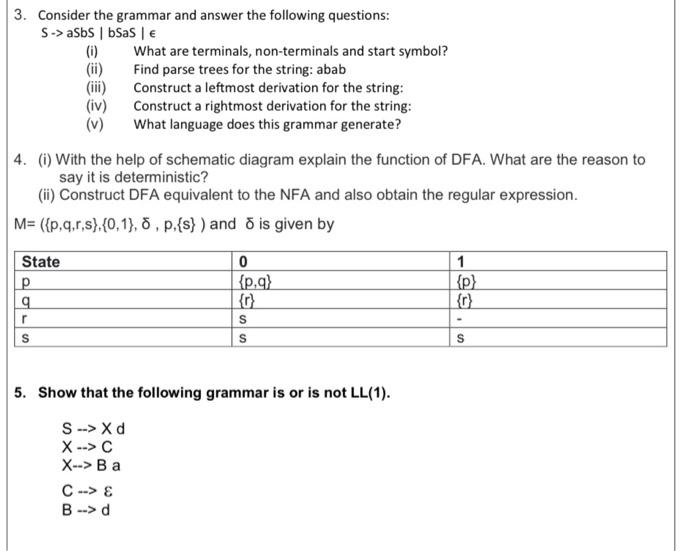 Solved 3. Consider The Grammar And Answer The Following | Chegg.com