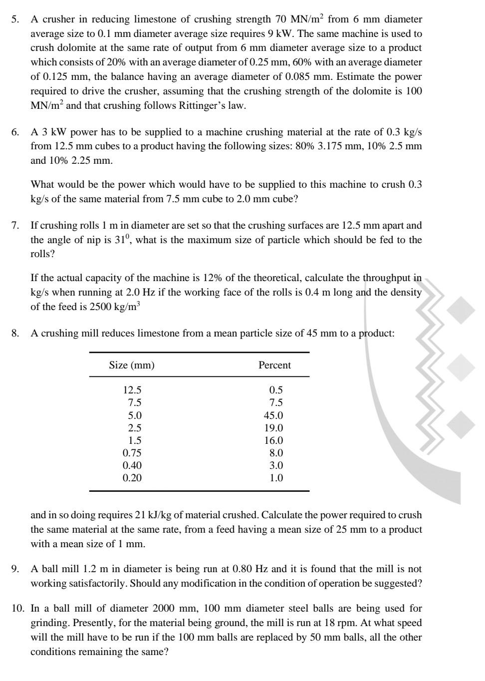 Tutorial size reduction of solids 1 a material is chegg
