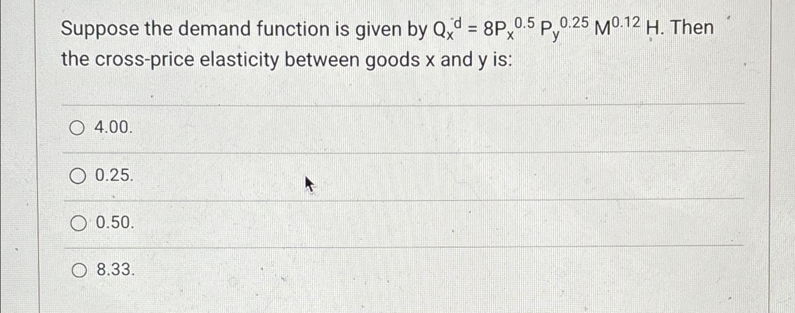 Solved Suppose the demand function is given by | Chegg.com