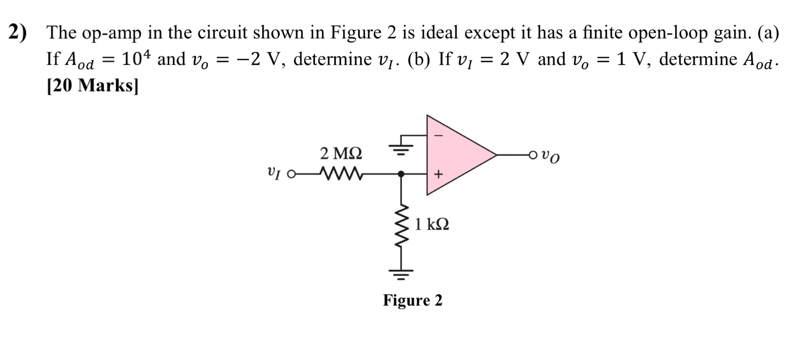 Solved The op-amp in the circuit shown in Figure 2 ﻿is ideal | Chegg.com
