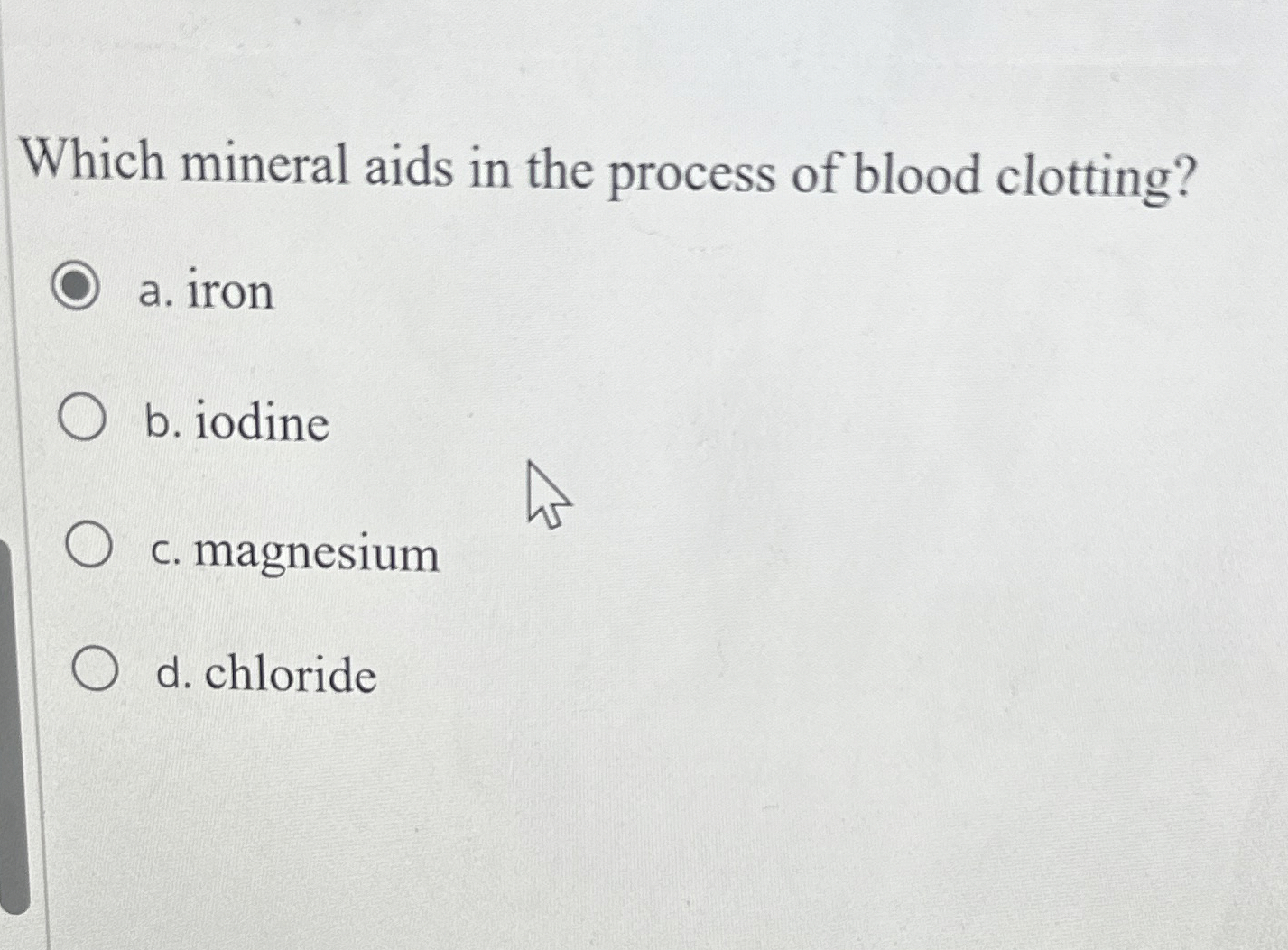 Solved Which mineral aids in the process of blood