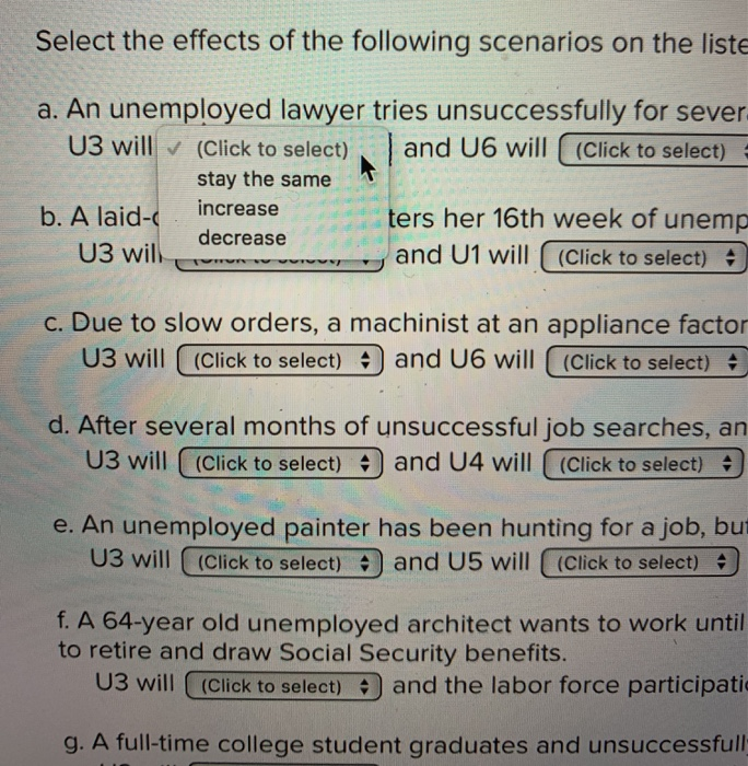 Solved Select the effects of the following scenarios on the | Chegg.com