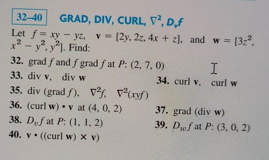 Solved 32 32 40 Grad Div Curl V2 Df Let F Xy Chegg Com