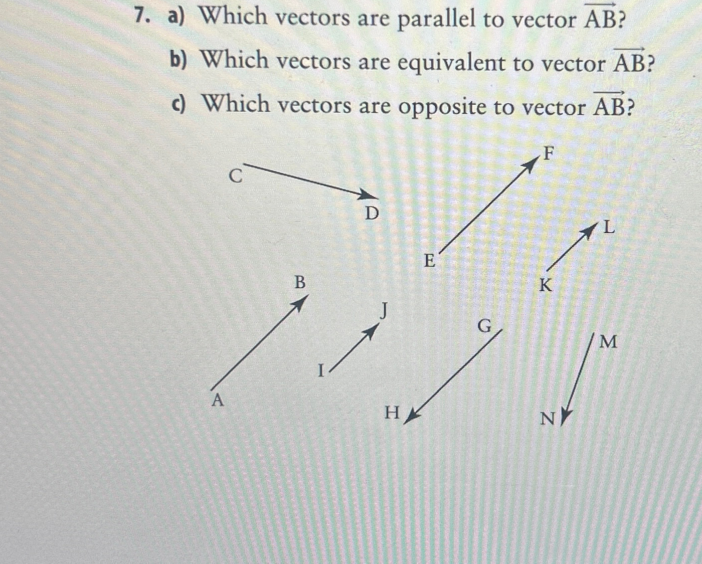 Solved a) ﻿Which vectors are parallel to vector vec(AB) ?b) | Chegg.com
