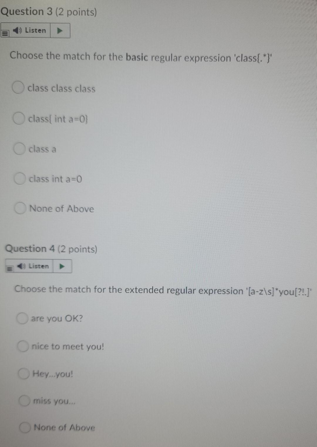 Solved Question 1 (2 Points) Saved Listen Choose The Match | Chegg.com