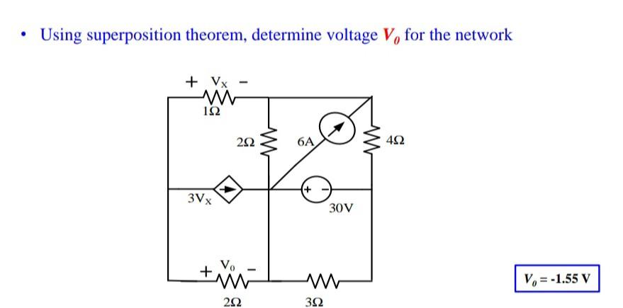 Solved Using superposition theorem, determine voltage V, for | Chegg.com