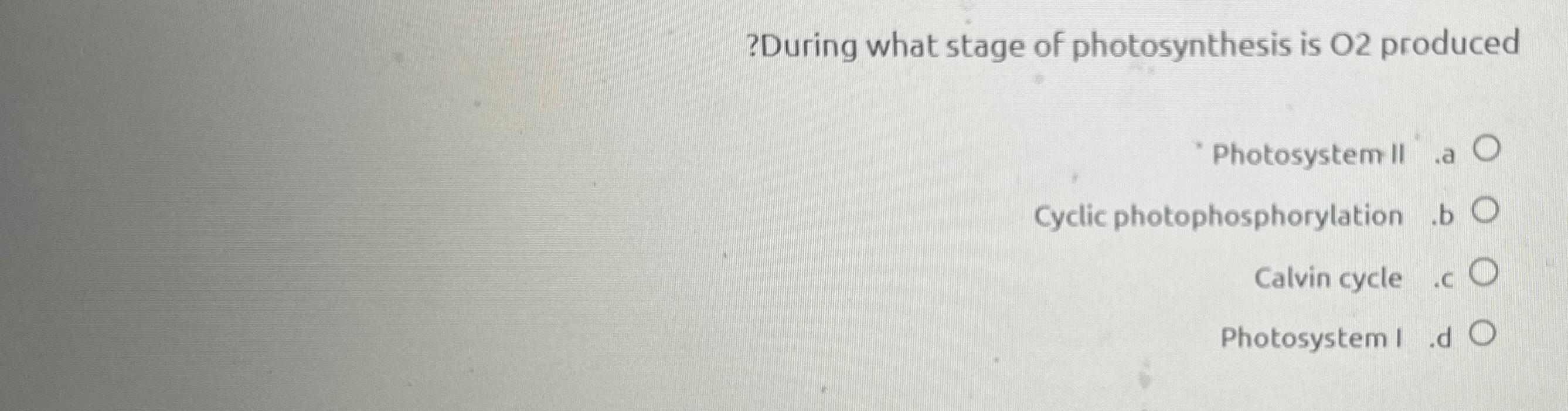 Solved ?During What Stage Of Photosynthesis Is O2 | Chegg.com