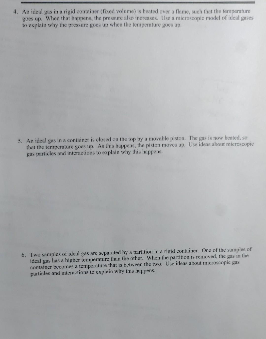 Solved 4. An ideal gas in a rigid container (fixed volume)