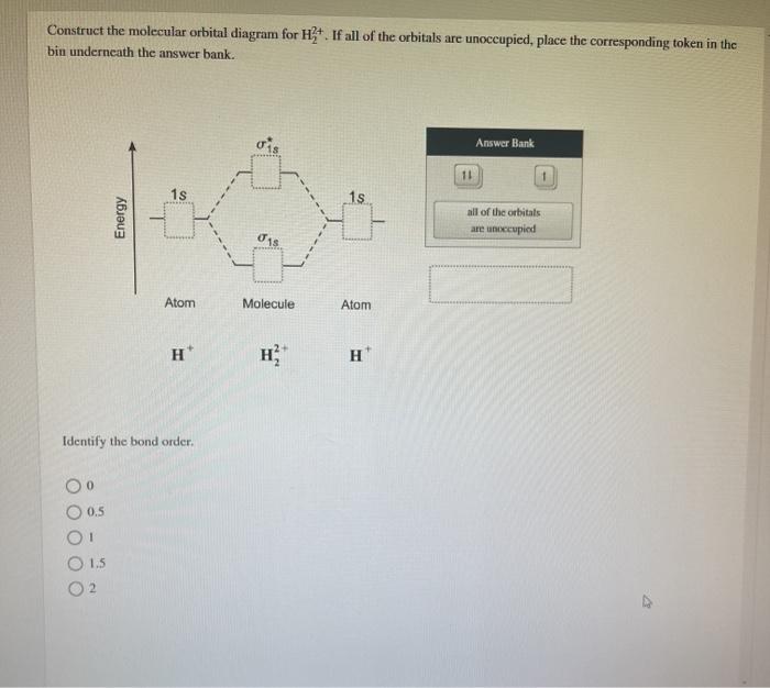 Solved Construct the molecular orbital diagram for H?. If | Chegg.com