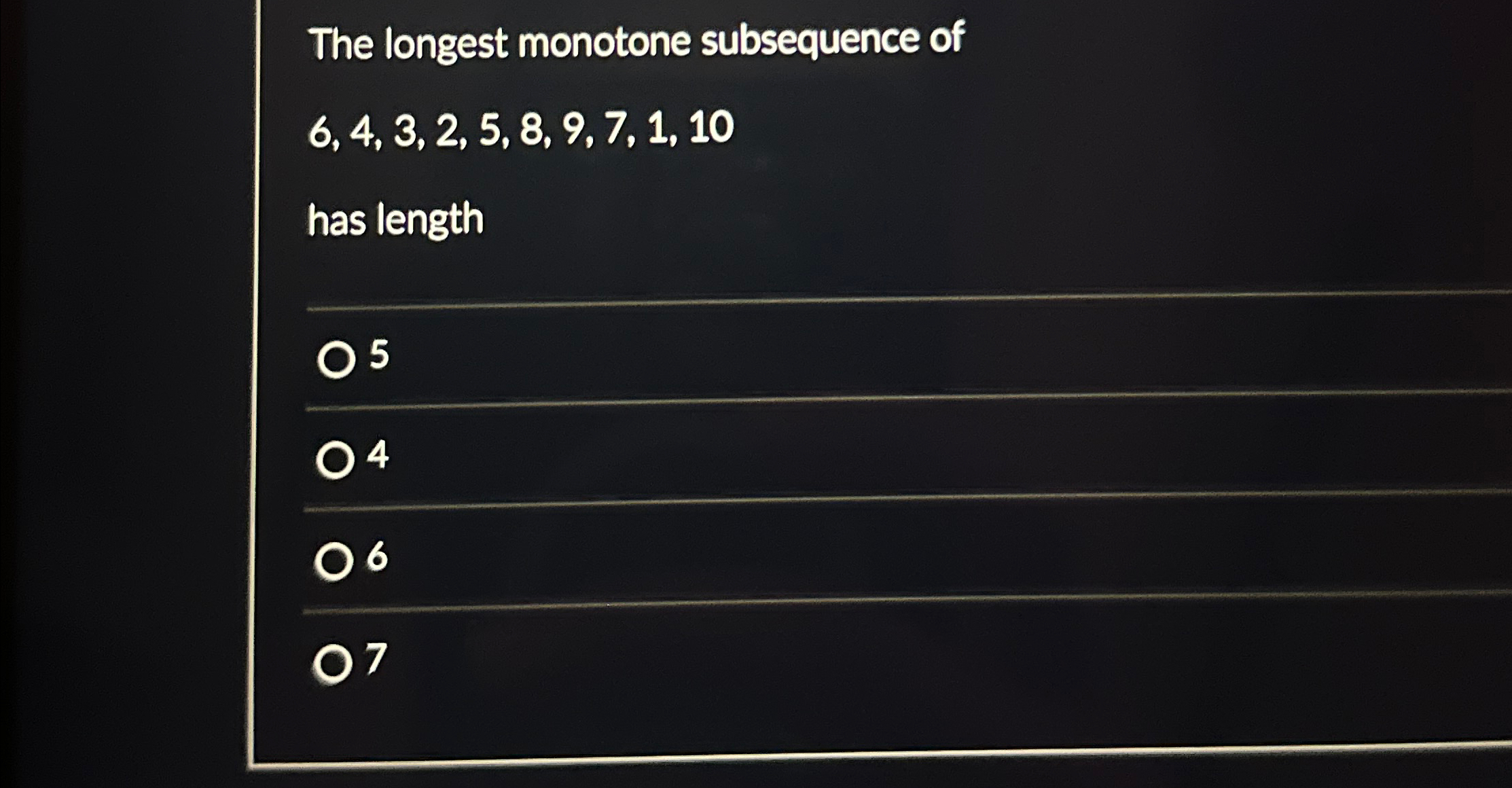 Solved The longest monotone subsequence | Chegg.com