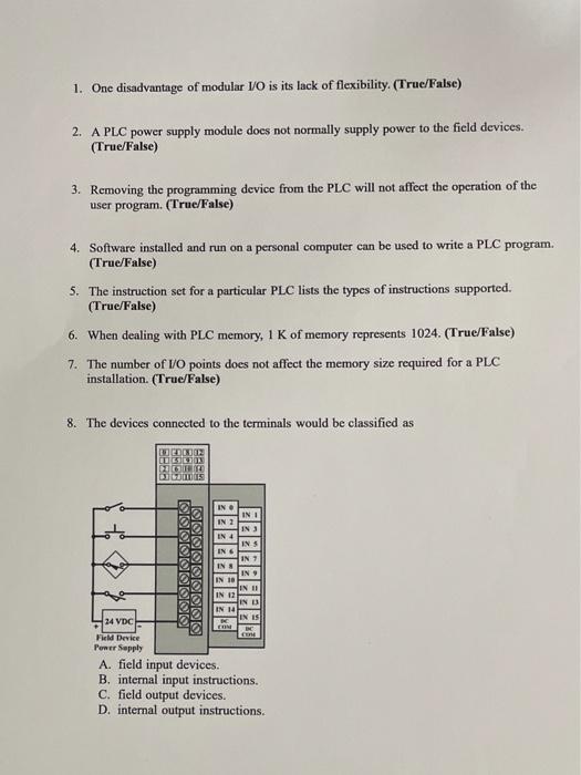 Solved The PLC power supply module normally is rated to