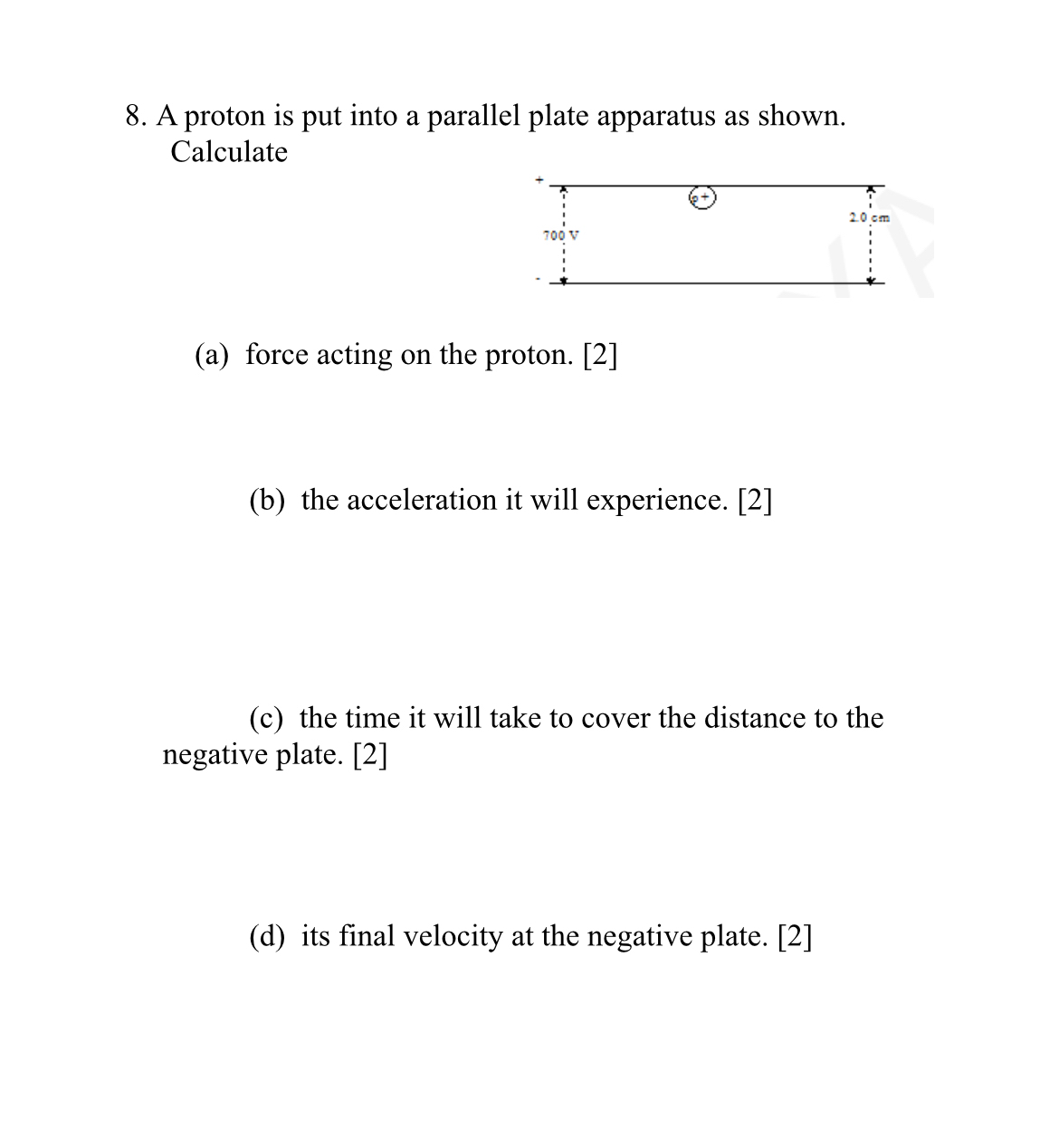 Solved A proton is put into a parallel plate apparatus as | Chegg.com