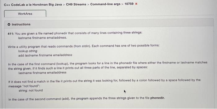 Solved C++ CodeLab a la Horstman Big Java > CH9 Streams > | Chegg.com