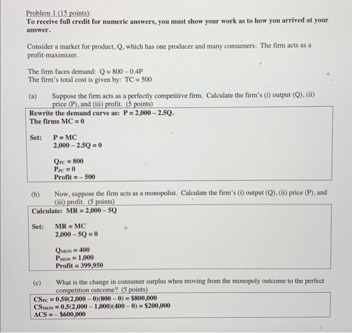 Solved Problem 1 (15 Points): To Receive Full Credit For | Chegg.com