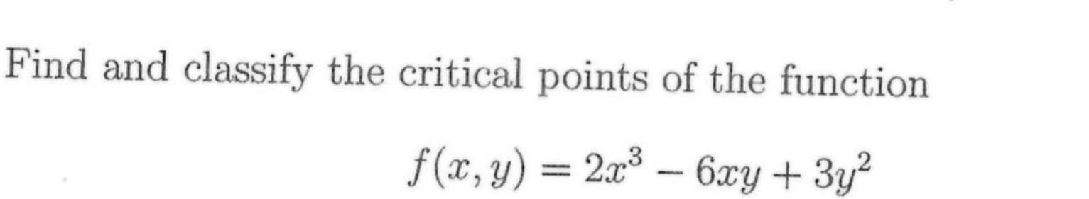 Solved Find and classify the critical points of the function | Chegg.com
